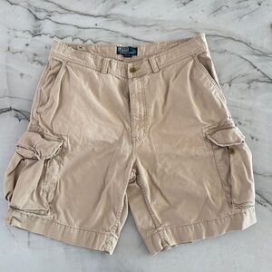 Polo Ralph Lauren Shorts Mens 38 Cargo Classic Chino Khaki Preppy Work Pocket